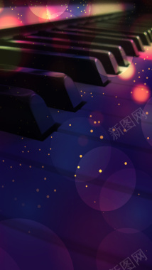 紫色梦幻音乐钢琴图片背景