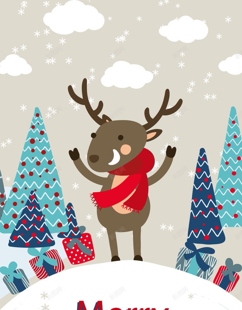 卡通圣诞节麋鹿背景psd设计背景_88icon https://88icon.com 圣诞节 卡通 童趣 英文 麋鹿 H5 手绘