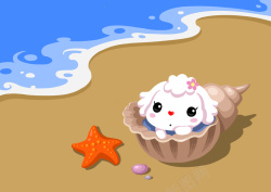 爱米莉卡通漫画海滩海报背景素材高清图片