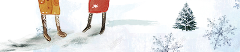 卡通手绘冬季情侣滑雪psd设计背景_88icon https://88icon.com 冬季 卡通 情侣 手绘 滑雪 树木 小路 雪地