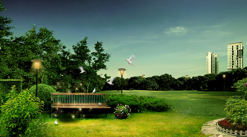 大气地产海报背景jpg设计背景_88icon https://88icon.com 绿色 公园 地产 广告背景 海报背景