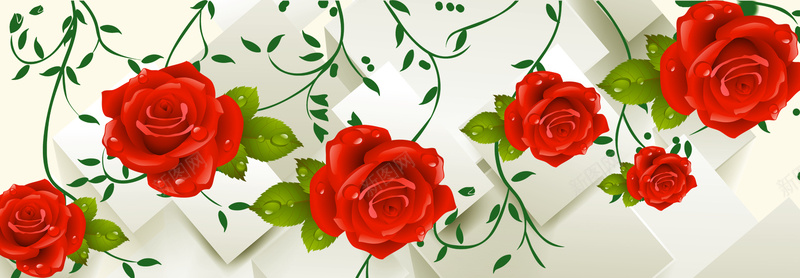 带水滴花朵背景图psd设计背景_88icon https://88icon.com 水滴 玫瑰 立体 红色 花朵 3D 方块 淘宝背景图 海报banner