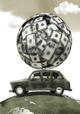 商务金融货币汽车海报背景素材背景