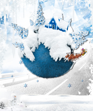 圣诞节雪球海报背景背景