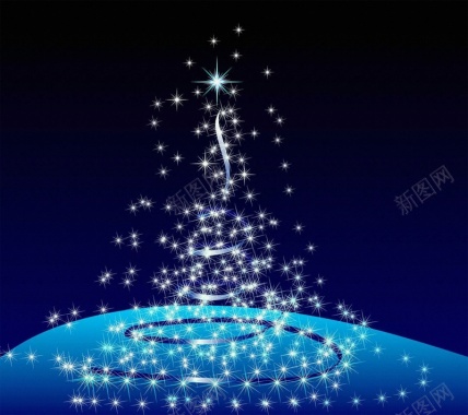 蓝色光效圣诞树背景背景