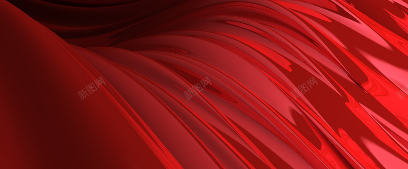 红色波浪质感立体纹路曲线背景