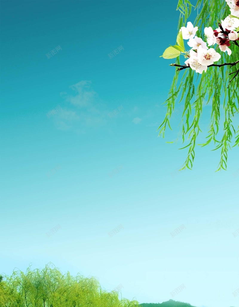 清明节踏春海报广告背景psd设计背景_88icon https://88icon.com 清明节 柳树 绿色 草地 蓝天 春游 踏春 清明踏青 清明节海报