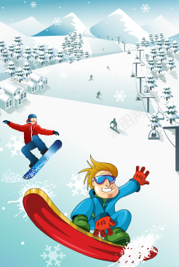 卡通冬季滑雪广告设计背景