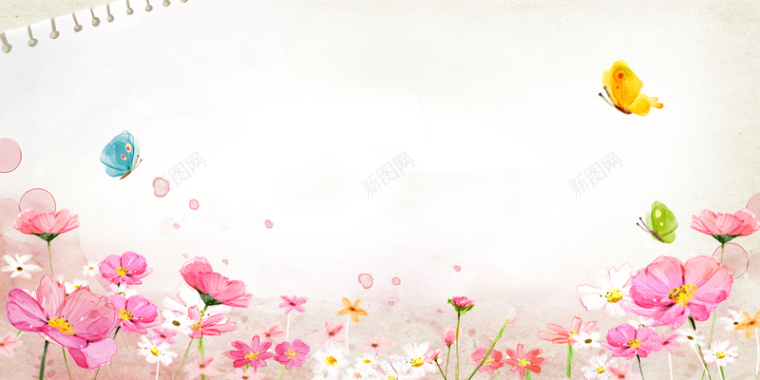 手绘花朵花开印刷背景背景