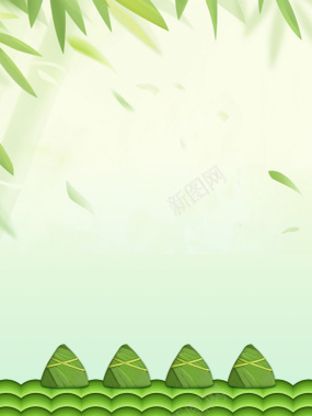 简约手绘竹叶端午粽子节日背景素材背景