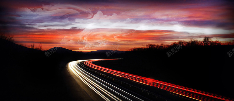 彩色黄昏高速公路背景背景