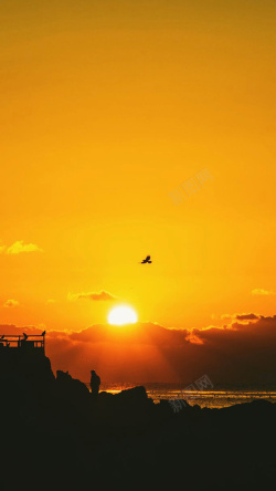 日落景色晚霞黄昏日落风景手机端H5背景高清图片