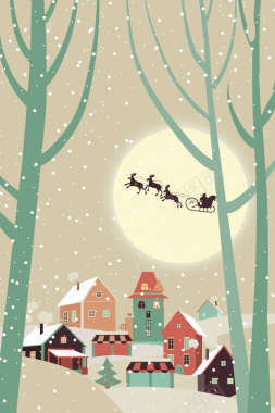 卡通手绘冬季圣诞节雪景背景
