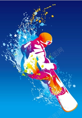 动感滑雪运动蓝色渐变背景背景