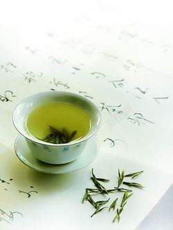 养生茶广告浅绿色文艺淡春茶背景素材高清图片