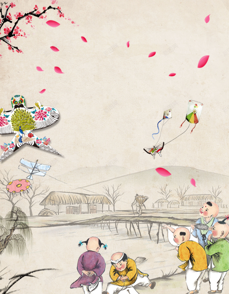 中式复古古画风筝节海报背景素材psd设计背景_88icon https://88icon.com 中式 古风 风筝节 复古 创意 龙骨风筝 手绘风筝 小孩放风筝 设计 广告设计
