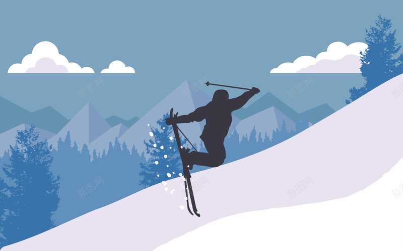 卡通扁平冬季运动员滑雪运动海报背景素材jpg设计背景_88icon https://88icon.com 运动员 冬季 卡通 扁平 滑雪 运动 海报 背景 素材