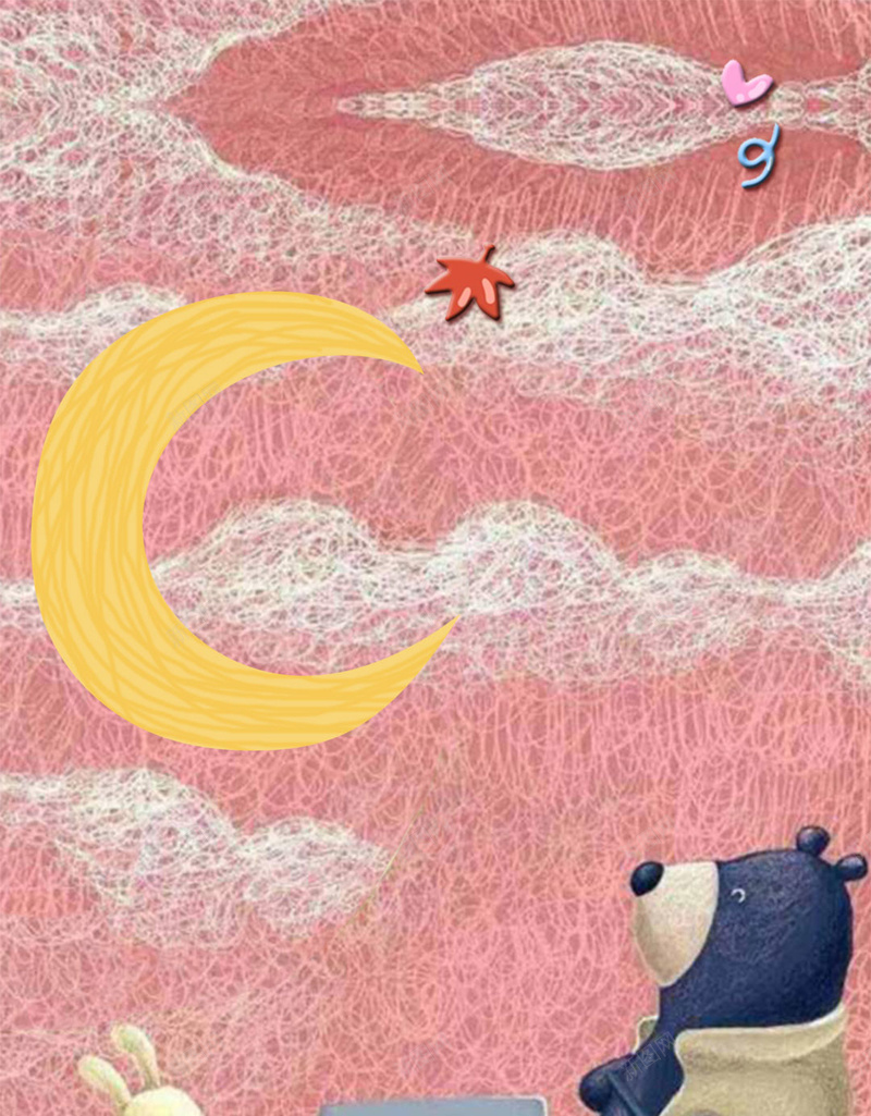 十一月你好手绘红色卡通兔熊划船psd设计背景_88icon https://88icon.com 十一月你好 卡通 手绘 红色 兔 熊 划船 看月 创意 插画