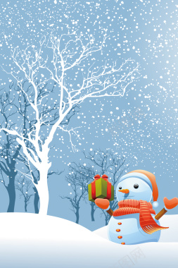 卡通手绘冬季雪景雪人广告设计背景