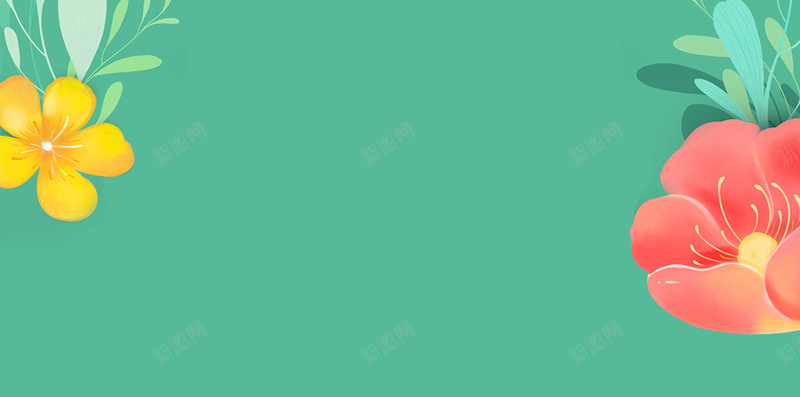淘宝天猫绿色手绘花朵扁平化h5背景psd设计背景_88icon https://88icon.com h5背景 绿色背景 美妆背景 扁平化 天猫 淘宝 手绘花朵 节日促销 夏日促销