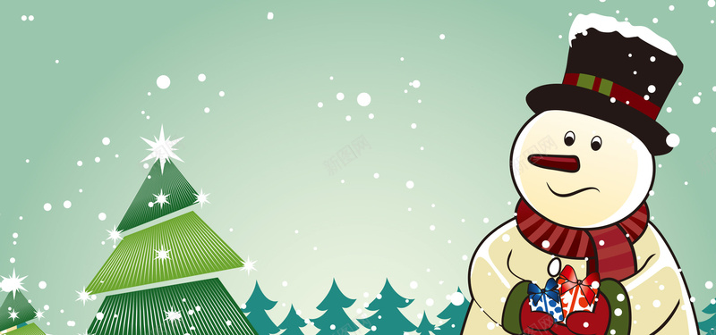 矢量雪人圣诞树背景图背景