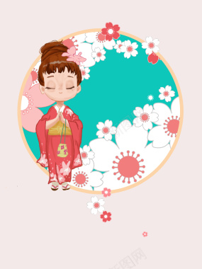 日式樱花节旅游海报PSD背景图背景