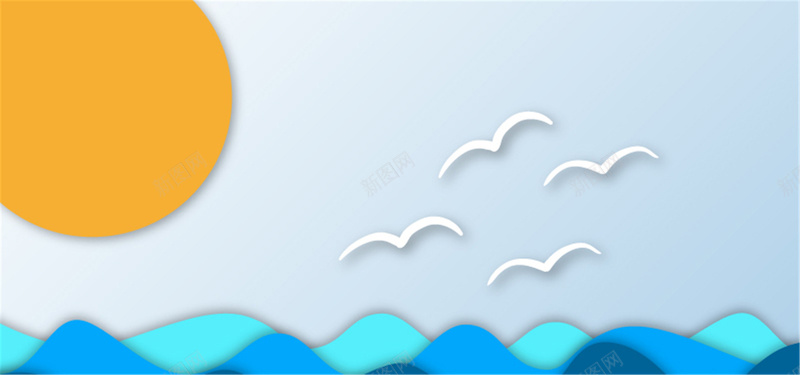 海上日出背景jpg设计背景_88icon https://88icon.com 卡通 太阳 海上 海鸥 简约 海报banner 童趣 手绘