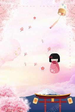 粉色手绘日本樱花节浪漫花卉背景背景