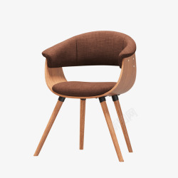 棕色软垫实木扶手椅3D模型OBJFBXMAX 素材