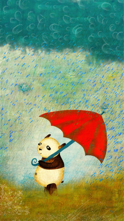 熊猫伞打雨伞的熊猫H5素材背景高清图片