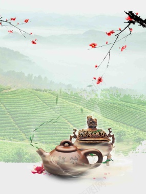 清新茶叶文化宣传海报背景模板背景