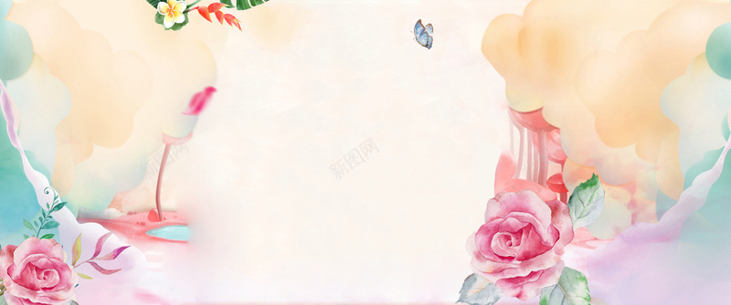美妆节文艺手绘水粉梦幻粉bannerpsd设计背景_88icon https://88icon.com 化妆 美妆节 美妆 化妆品 文艺 小清新 简约 素材 广告 设计 背景 水粉画 水粉渲染