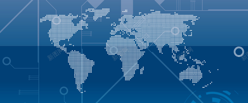 蓝色商务信息科技与世界地图背景背景