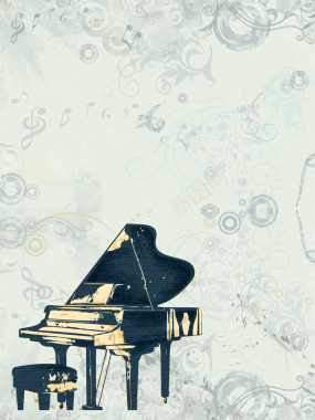 灰色简约钢琴培训商业海报背景素材背景