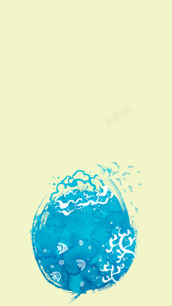 童趣小鱼蓝色卡通地球H5背景素材高清图片
