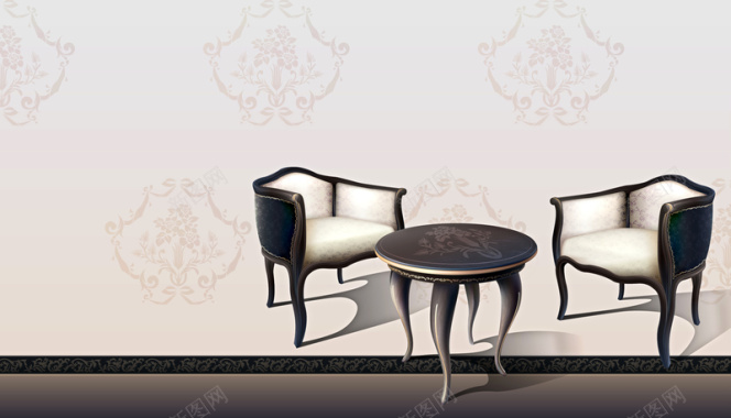 欧式桌椅复古风格家居海报背景背景