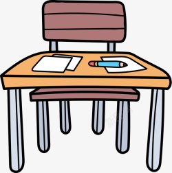 手绘教室课桌桌椅素材