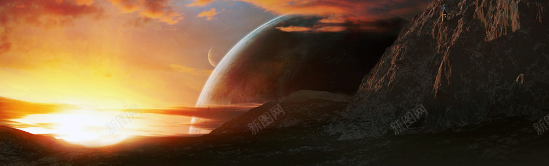 星球科幻大气设计banner背景背景