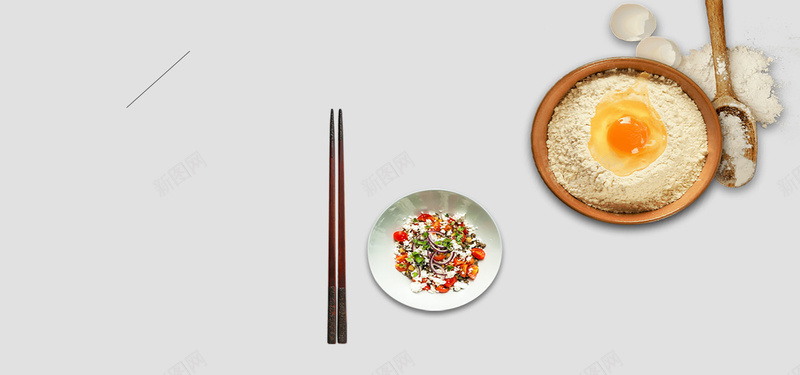 美食餐具简约设计白色背景海报banner背景