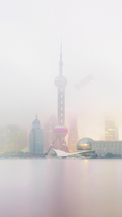 上海城市建筑简约东方明珠建筑手机端H5背景高清图片