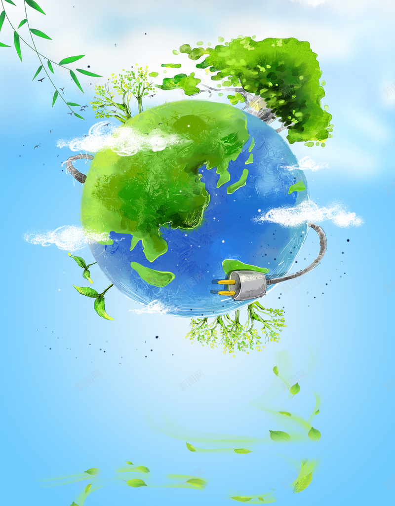世界环境日爱护地球环保海报psd设计背景_88icon https://88icon.com 世界环境日 地球 柳叶 蓝色 树 公益 爱护地球 保护地球 6月5日