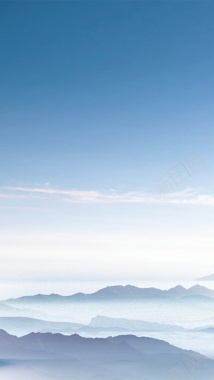 风景蓝天白云蓝色远山H5背景素材背景