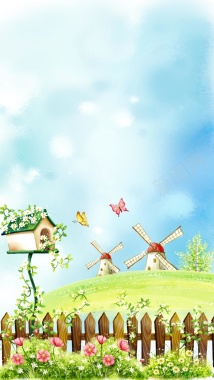 卡通手绘的田园风格H5素材背景背景