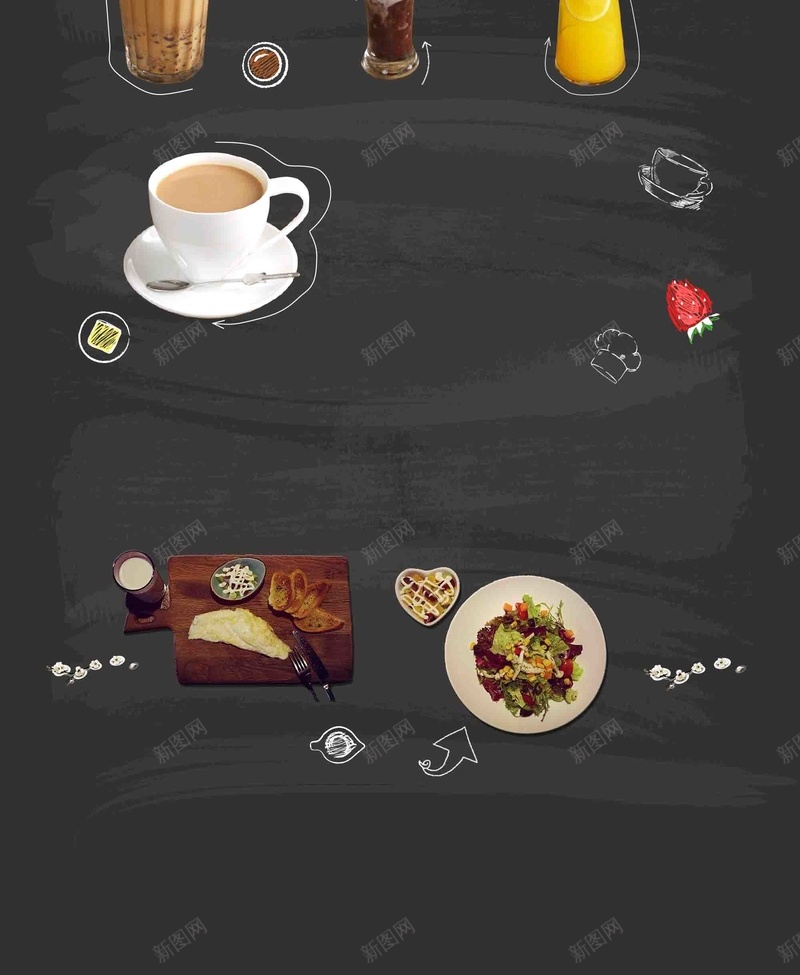 黑色美食手绘促销菜单展架背景模板psd设计背景_88icon https://88icon.com 黑色 美食 手绘 促销 菜单 展架 背景模板 易拉宝 餐饮 餐厅