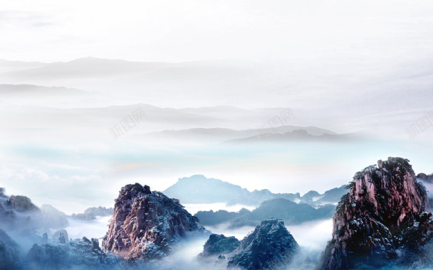 大气山脉风景摄影平面广告背景