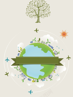 卡通地球植树节背景背景