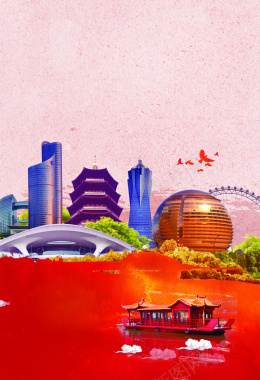 国庆旅游杭州旅游海报背景
