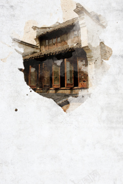 中国风古镇旅游海报背景素材背景