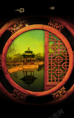 中国风古韵古典建筑背景素材背景