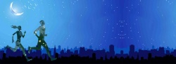 月夜星空月夜运动蓝色banner高清图片
